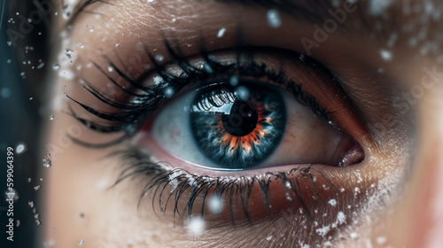 Close-up of a beautiful woman's eye. Macro photography.generative ai