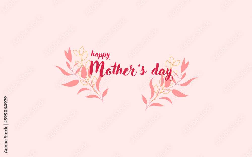 Simple happy mothe's day template with flowers vector