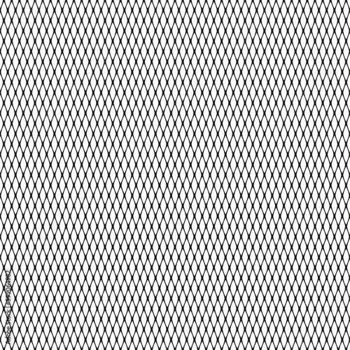 Metallic black mesh on a white background. Diagonal crossed lines. Geometric texture. Seamless vector pattern. Vector illustration. photo