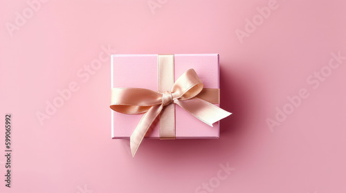 Pink gift box background. Illustration AI Generative.
