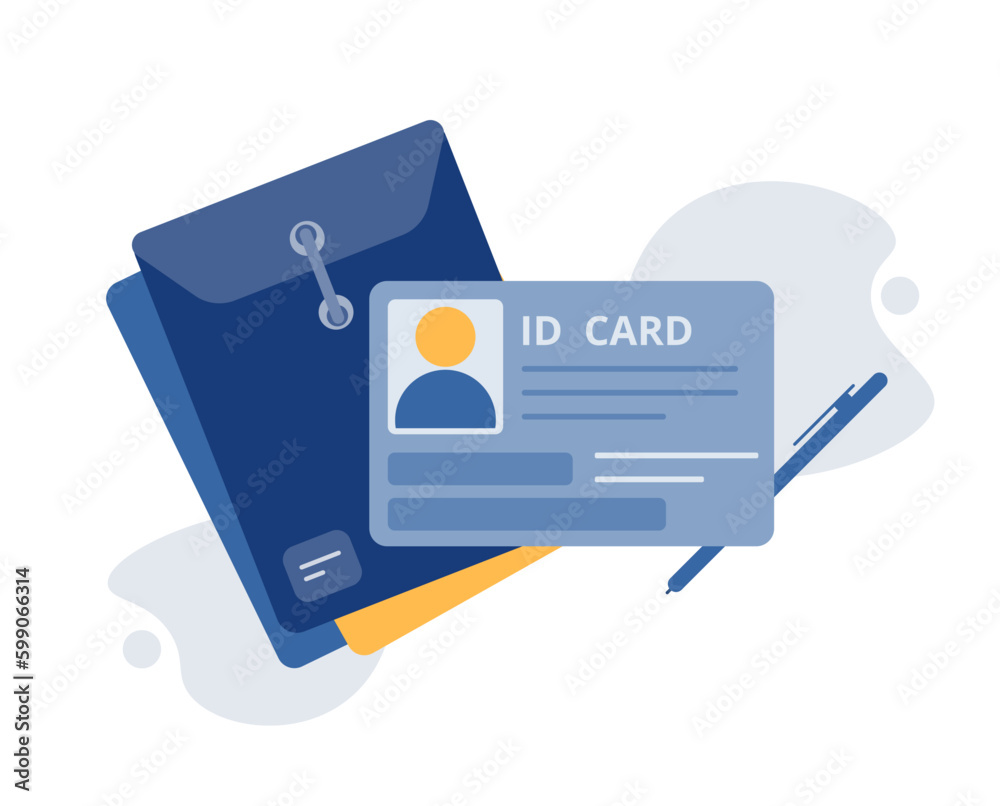 Identity card with personal information about person. Vector illustration on white background. - obrazy, fototapety, plakaty 