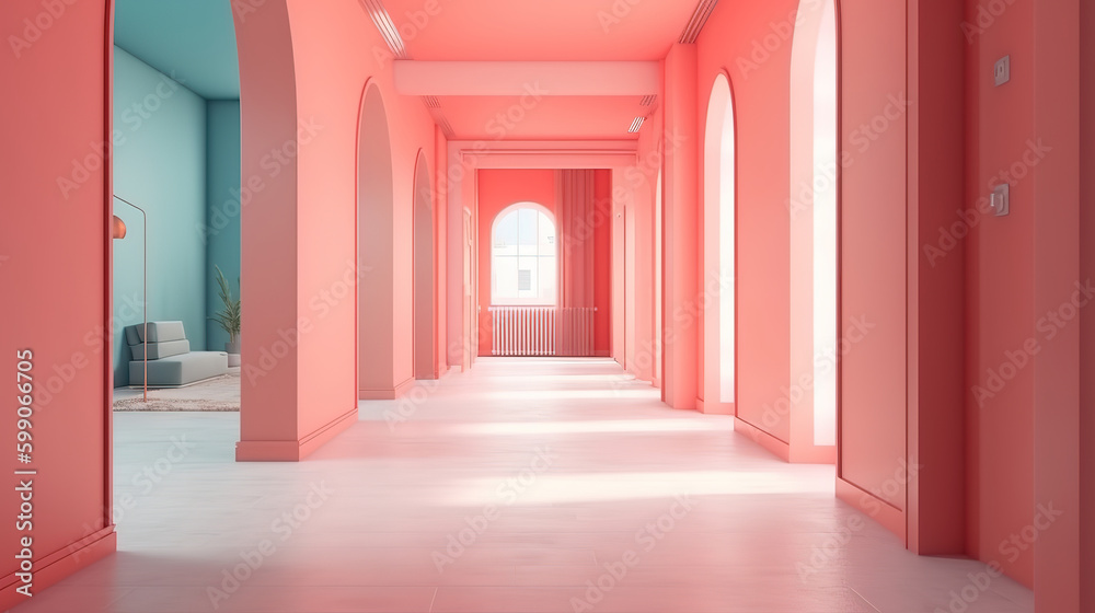 Empty home interior background, 3d render, Bright color. Generative Ai