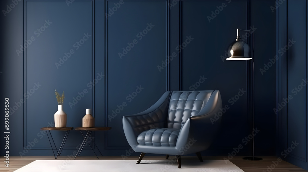 Minimalist Interior of modern living room 3D rendering, generative ai