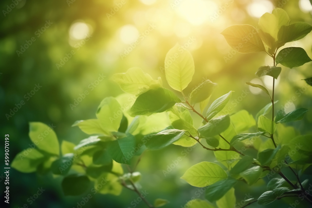 Fresh Green Leaves Landscape Background. AI generative Fresh Green Leaves Landscape Background. AI generative