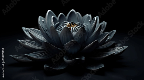 Beautiful lotus flower on a black background.generative ai