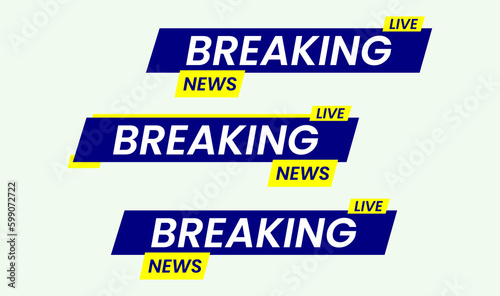 Live broadcast elements and live stream. Set of TV and bar banners for breaking news. Vector with high resolution.