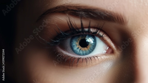 Close-up image of beautiful woman's eye. Macro shot.generative ai © S...