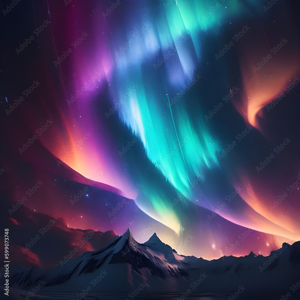 Enchanting Celestial Splendor: Immerse yourself in the mesmerizing hues of the Northern Lights, a breathtaking dance of ethereal colors. Capture the magic in this captivating photo.