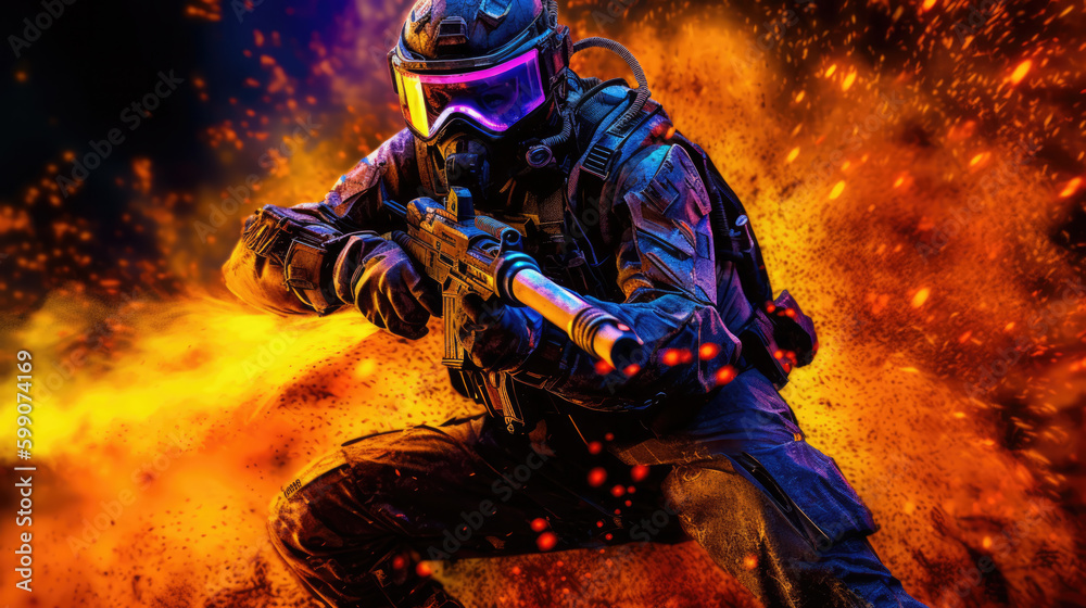 Paint Ball created with Generative AI Technology, ai, generative