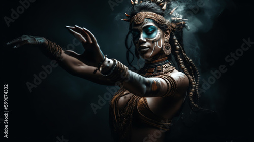 Ancient Indian goddess dancing © vladzelinski