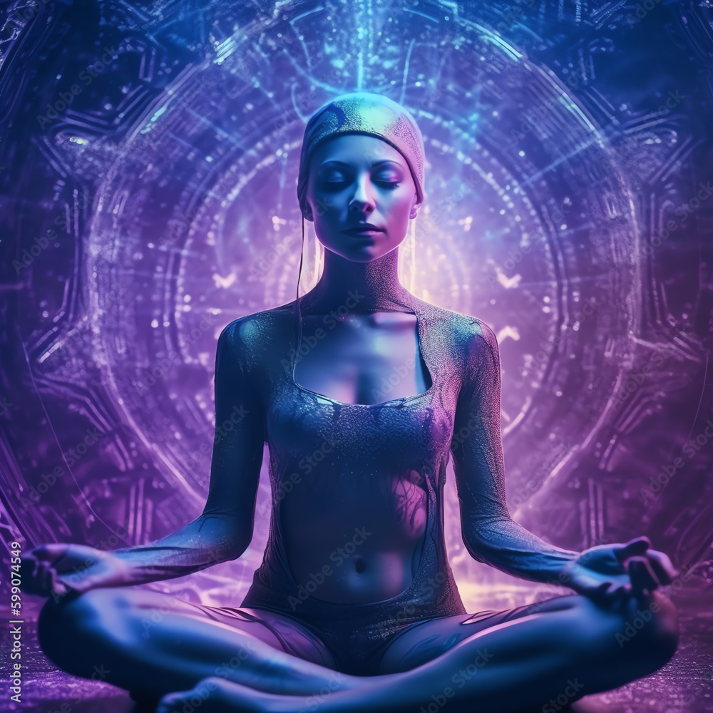 Meditating woman. Lotus pose