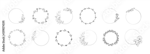 Set of black laurels frames branches. Vintage laurel wreaths collection. Hand drawn vector laurel leaves decorative elements. Leaves, swirls, ornate, award, icon. Vector illustration 10 eps.