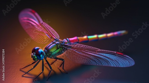 Dragonfly on a colorful background.generative ai © S...