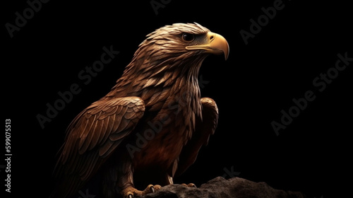 Eagle portrait isolated on black background.generative ai