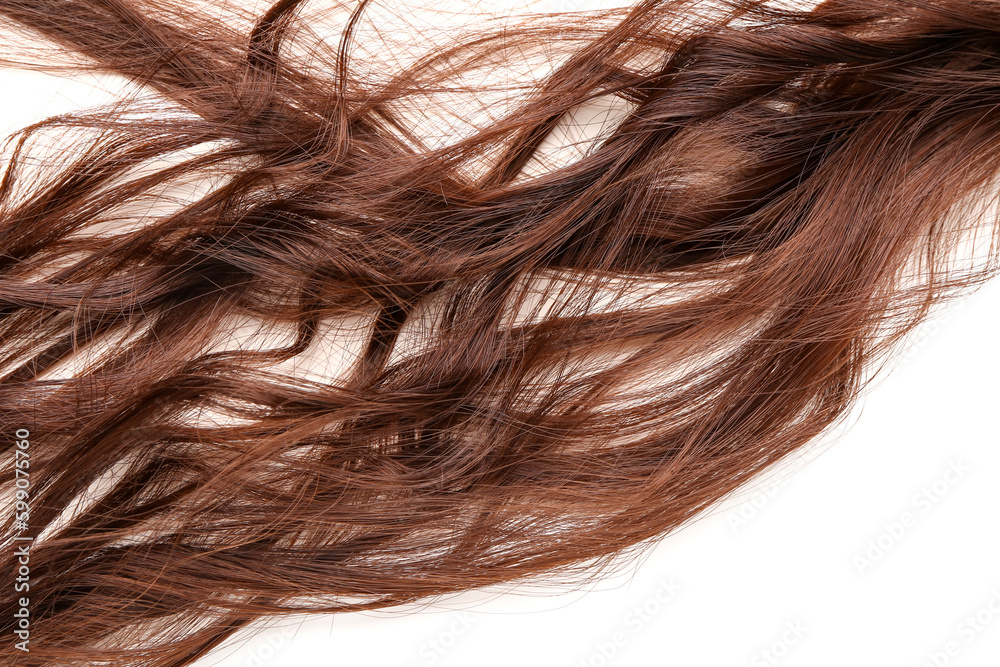 Naklejka premium Tangled brown hair on white background