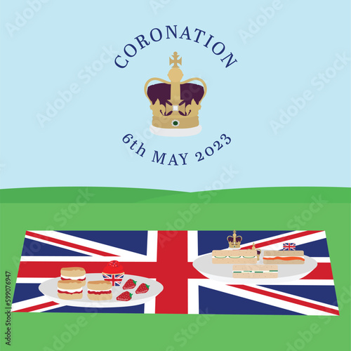 King Charles Coronation picnic vector illustration 