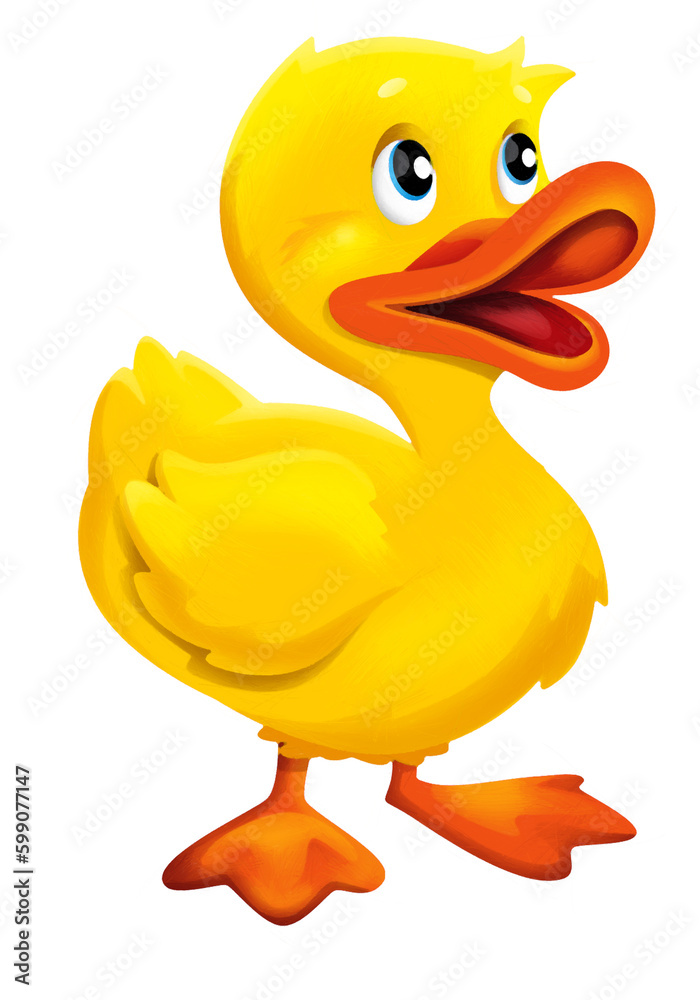Cartoon happy farm animal happy cheerful duck illustration for kids artistic painting scene Cartoon happy farm animal happy cheerful duck illustration for kids artistic painting scene
