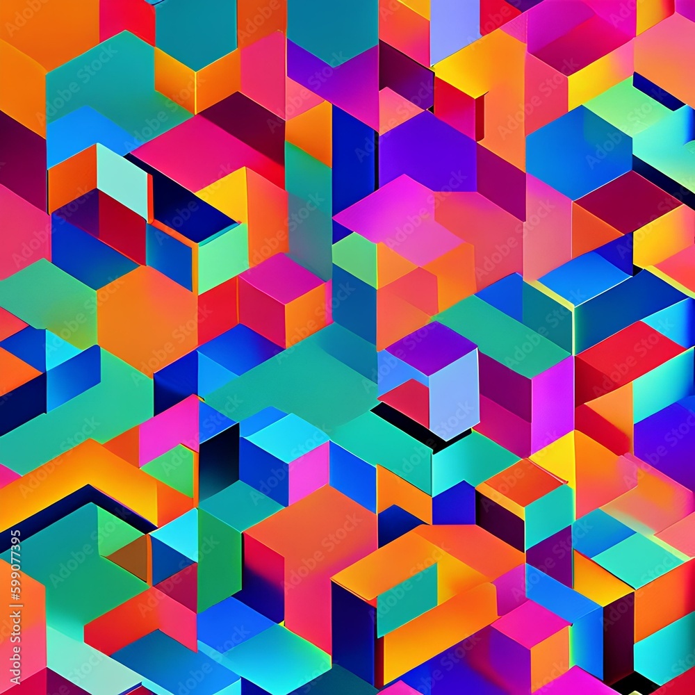 Geometric Gradient: An image of a geometric pattern created with various shapes, in a gradient of colors from bold to muted2, Generative AI Geometric Gradient: An image of a geometric pattern created with various shapes, in a gradient of colors from bold to muted2, Generative AI