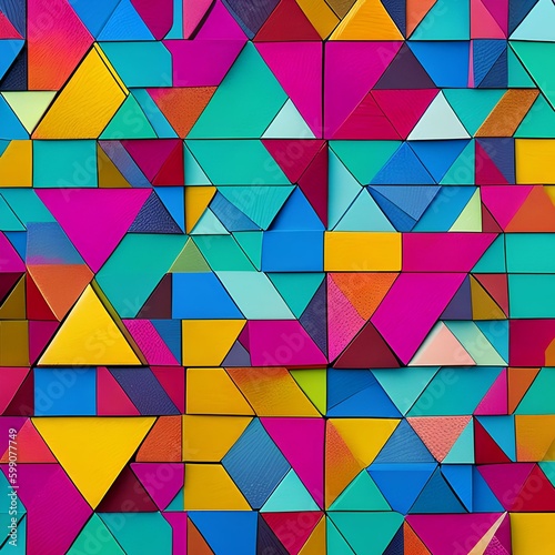 Triangular Dreams  An image of a geometric pattern created with multiple triangles  in vibrant colors and intricate designs2  Generative AI