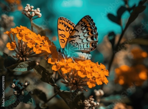 Butterfly sits on a flower