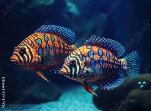 Two colorful fishes swimming in the water © BridalBling