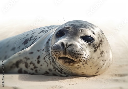 A seal lies on the sand at the beach © BridalBling