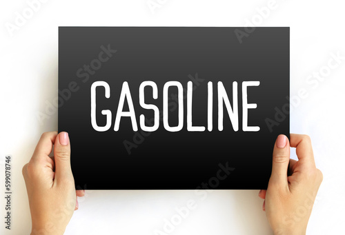 Gasoline text on card, concept background