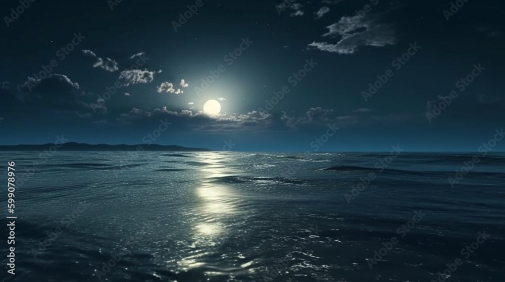 Moon and sea.generative ai