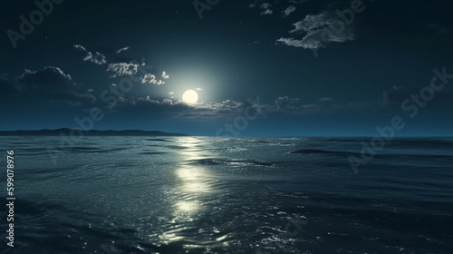 Moon and sea.generative ai © S...