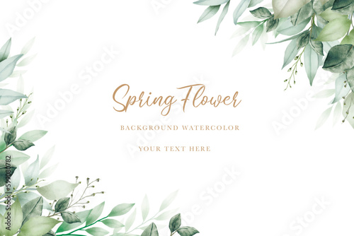 watercolor green leaves background 