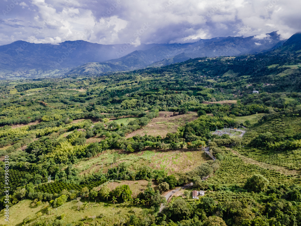 Panoramic landscape in the tamesis overlooking the Cartama river. Colombia. Panoramic landscape in the tamesis overlooking the Cartama river. Colombia.