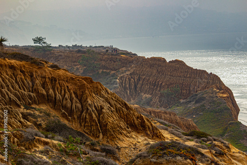 Bilde på lerret La Jolla, CA, USA - November 18, 2021:  Views of cliffs, beach and ocean at Torrey Pines State Park