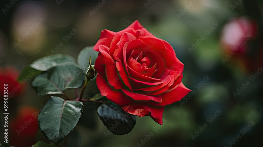 A beautiful red rose in the garden. Generative AI A beautiful red rose in the garden. Generative AI