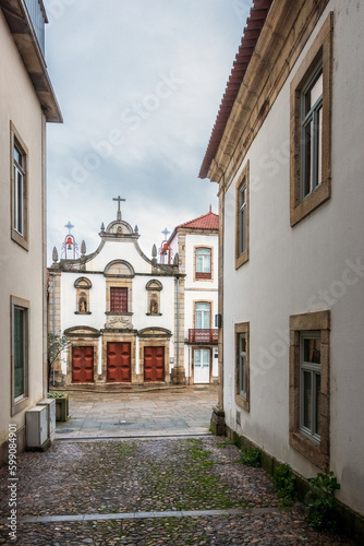 Fototapeta Naklejka Na Ścianę i Meble -  Street view of the city of Mirandela in Portugal with the Misericórdia Church in the background.