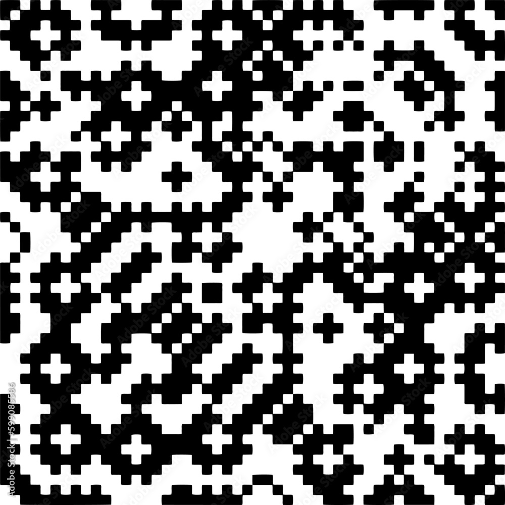 Geometric pattern.  Black and white pattern for web page, textures, card, poster, fabric, textile.
