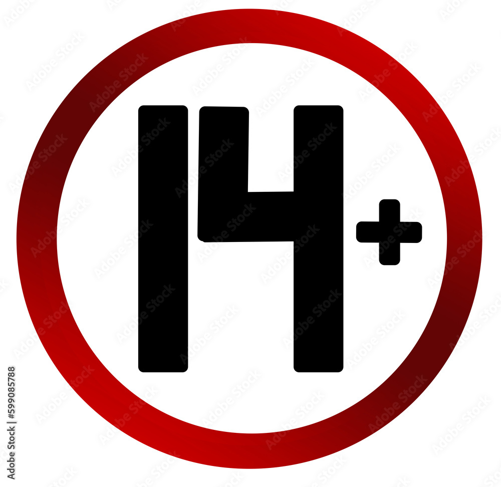 Over 14 years old plus. Forbidden round icon sign illustration. 14 plus only or older persons content rating. Over 14 years old plus. Forbidden round icon sign illustration. 14 plus only or older persons content rating.