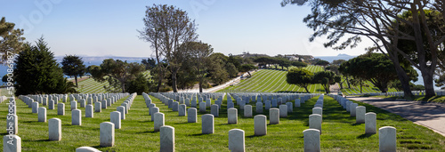 Point Loma, CA, USA - November 26, 2021: Views of Ft. Rosecrans national veterans cemetary.