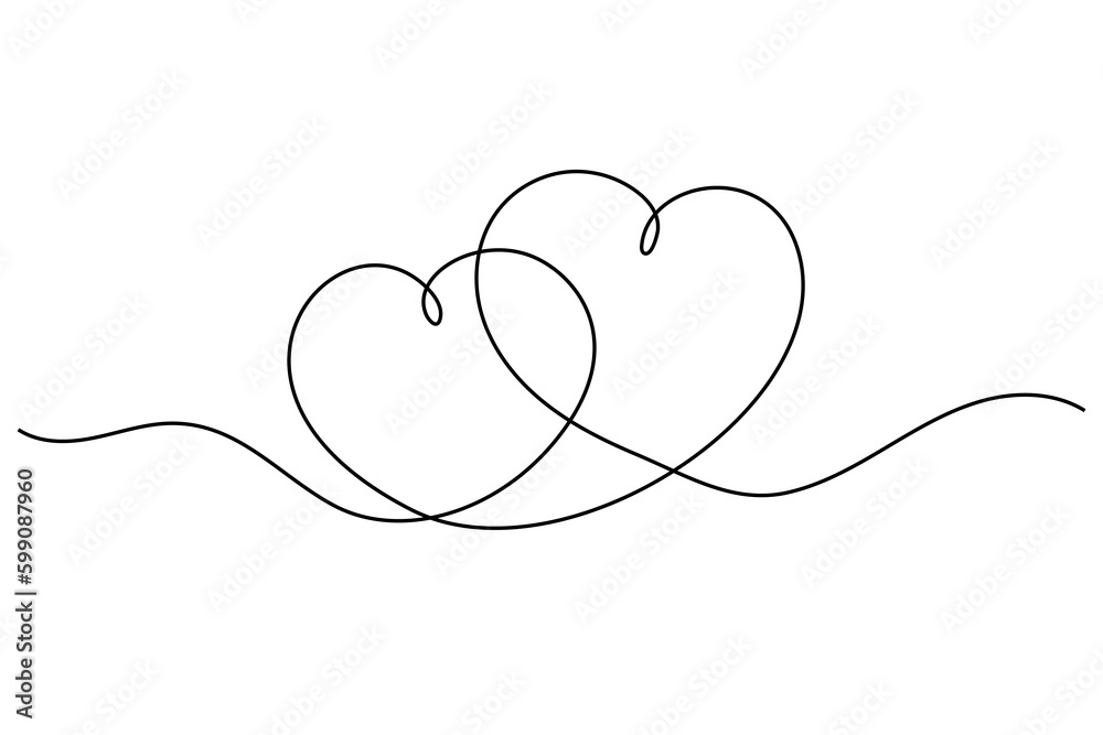 Hearts doodle. Continuous line drawing hearts isolated on white background. Vector illustration Hearts doodle. Continuous line drawing hearts isolated on white background. Vector illustration
