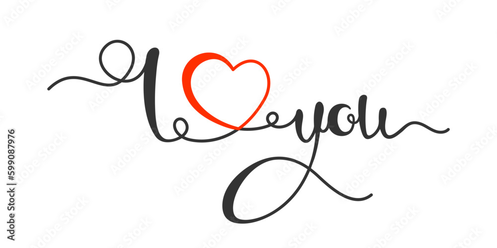 I love you lettering isolated on white background. Calligraphy card. I heart you. Hand drawn design elements. Vector illustration I love you lettering isolated on white background. Calligraphy card. I heart you. Hand drawn design elements. Vector illustration