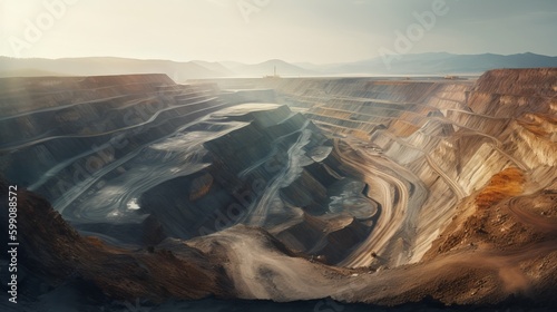 Fotografia, Obraz Open pit mine industry. Generative AI