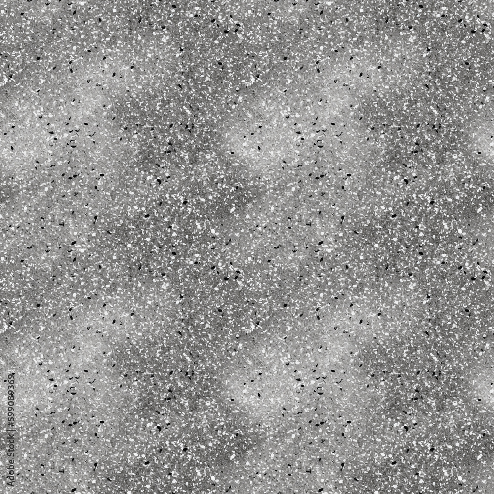 Silver glitter seamless pattern. Stone, granite, asphalt, concrete material surface. Generative AI.