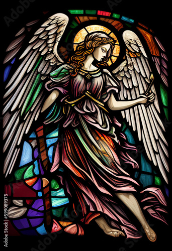 church stained glass style angel, generative AI