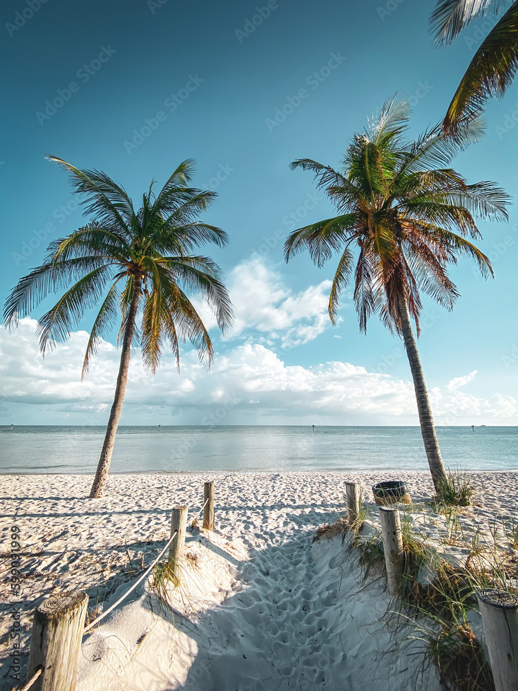 Scenic view of Smathers Beach, Key West, Florida, USA at sunset