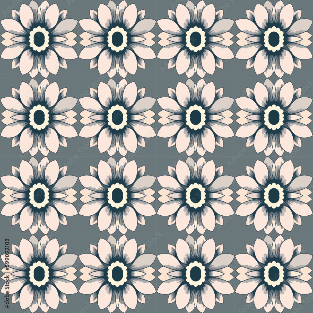 Fototapeta premium Dark floral pattern with black and white flowers and pastel motif that would be great for clean and stylish.