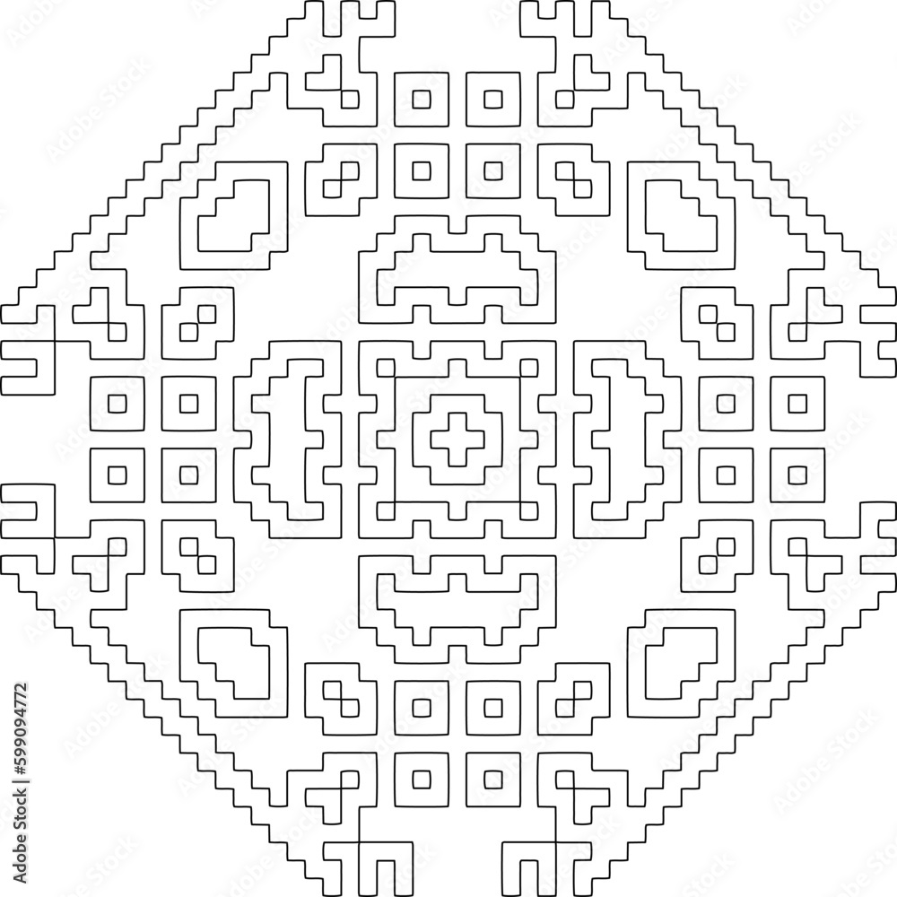 Geometric pattern of lines.  Black and white pattern for web page, textures, card, poster, fabric, textile.