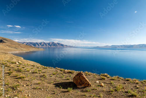 Tangra yumco lake landscape in Nima County, Nagqu City, Tibet Autonomous Region, China. photo