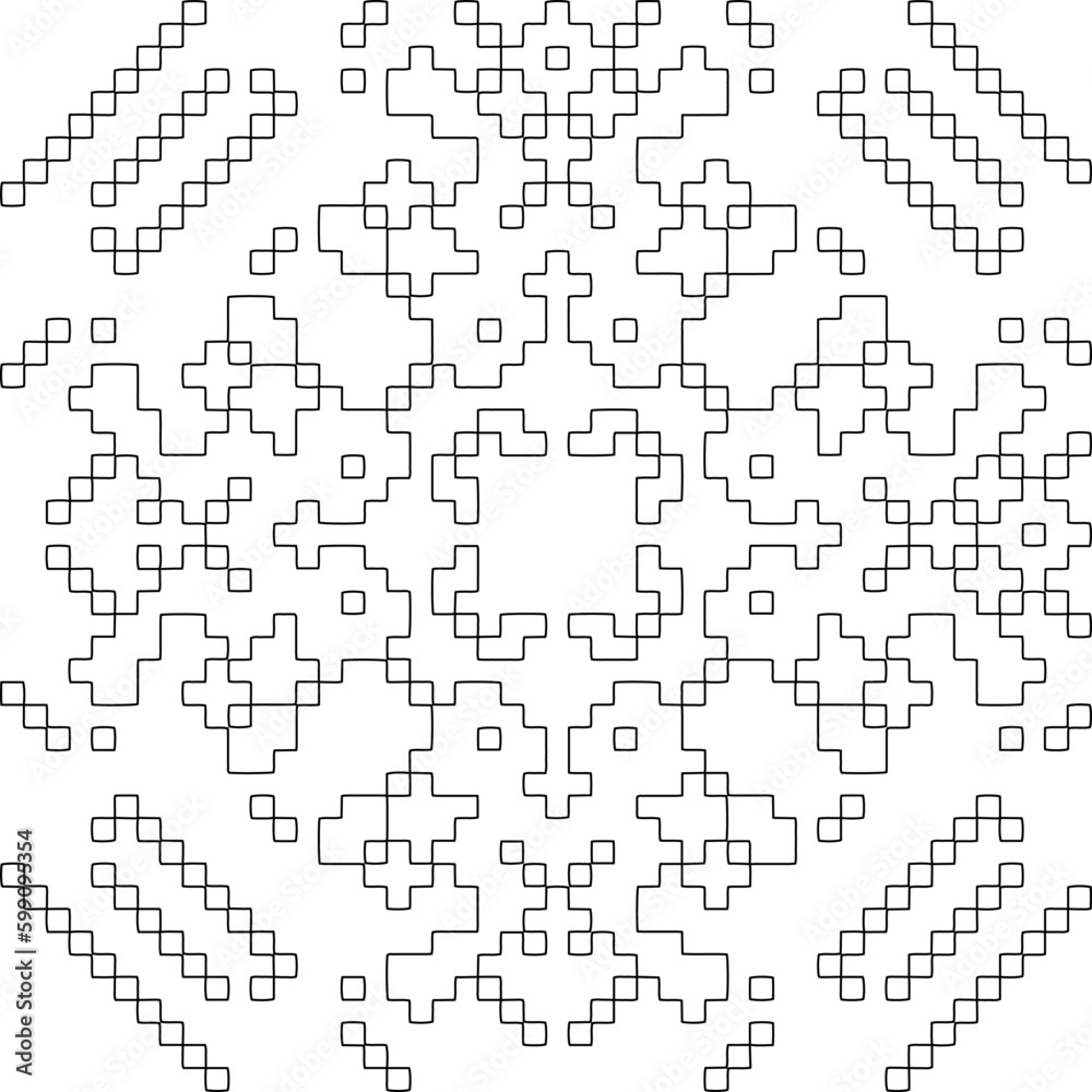 Geometric pattern of lines.  Black and white pattern for web page, textures, card, poster, fabric, textile.