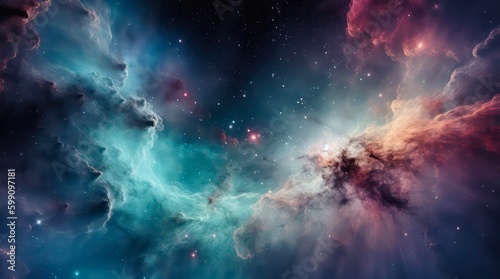 Abstract space background. Galaxies, nebula and stars in space. Generative AI.