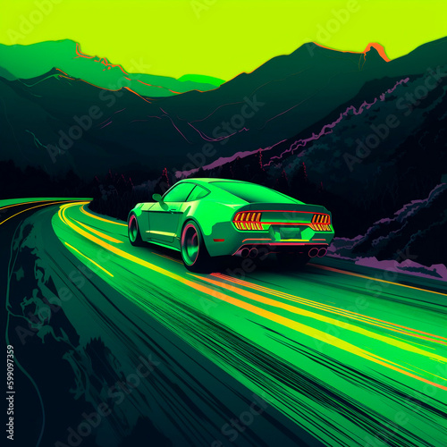 Green muscle car 