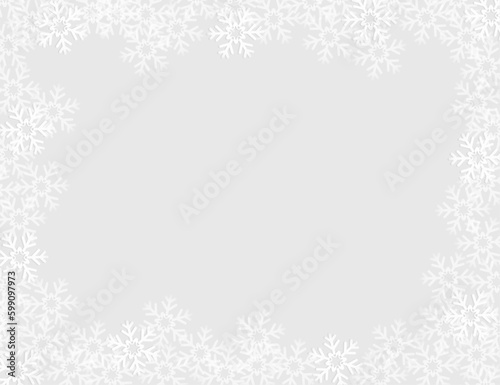 Grey christmas background with snowflakes for cards. Vector illustrator